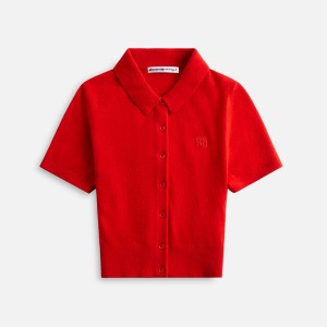 Red Women Kith T by Alexander Wang Short Sleeve Polo Cardigan Shirts | 5986-AMYGN