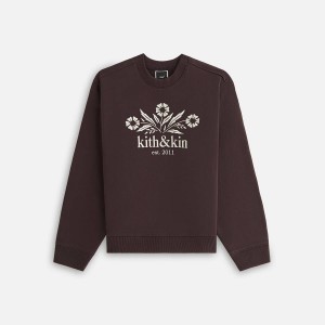 Red / White Women Kith Ashwin and Kin Bellflower Crewneck Sweaters | 2469-CBQWU