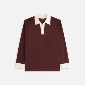 Red / White Women Kith Ridley Polo Monogram Jersey Long Sleeve Shirts | 4723-IGKZX