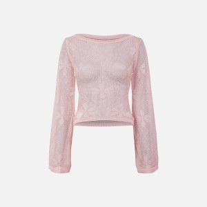 Rose Women Kith Asta Resort Claudia Tricot Top Shirts | 7296-PFUBY