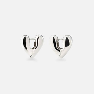Silver Women Kith Annika Inez Large Heart Hoops Jewelry | 7031-HCPMV