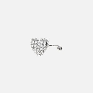 Silver Women Kith Justine Clenquet Heart Crystal Ring Jewelry | 3210-YQAOK