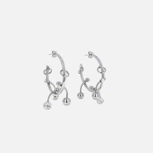 Silver Women Kith Justine Clenquet Neve Crystal Earrings Jewelry | 8903-DXLKV