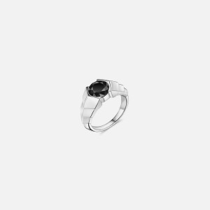 Silver / Black Women Kith VL Cepher Arris Ring in Sterling Silver with Black Diamond Jewelry | 4173-IDUGN