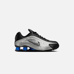 Silver / Black / Blue Women Kith Nike WMNS Shox R4 Sneakers | 8362-JLGCW