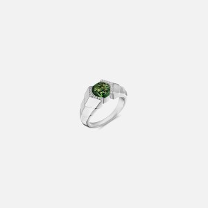 Silver / Green Women Kith VL Cepher Arris Ring in Sterling Silver with Green Tourmalin Jewelry | 5274-VGMXQ