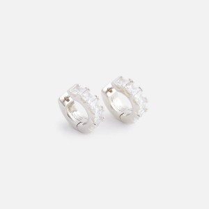 Silver / White Men Kith Hatton Labs Facet Hoop Earrings Jewelry | 8264-ULZAQ