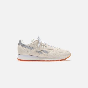 Silver / White Men Kith Reebok x Place+Faces Classic Leather Sneakers | 8093-NEHLP