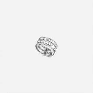 White Gold Women Kith VL Cepher Vuoto Triple Band Ring Jewelry | 4563-GMFXD
