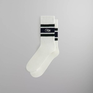 White Men Kith Calf Stripe Relaxed Crew Socks | 4063-RYKUX