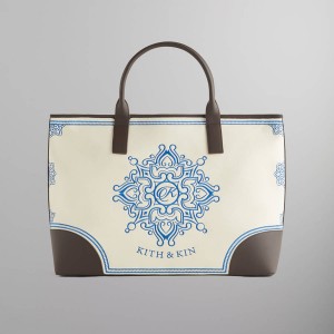 White Men Kith Embroidered Canvas Tote Bags | 5670-XHRVY