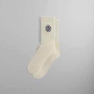 White Men Kith Embroidered Crest Crew Socks | 6104-CKNTR