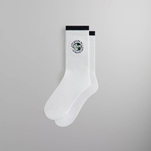 White Men Kith Embroidered Globe Crew Socks | 5362-HOFZX