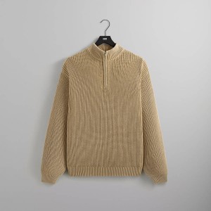 White Men Kith Garment Dyed Wyona Quarter Zip Sweatshirts | 3521-XQHKP