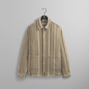 White Men Kith Mixed Stripe Tweed Boxy Collared Overshirt Jackets | 5912-CAPIB