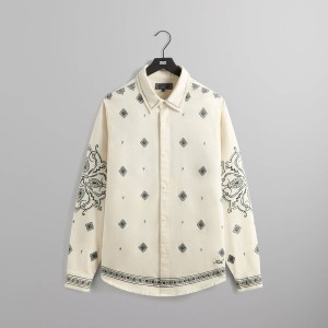 White Men Kith Raw Hem Denim Apollo Shirts | 3980-KCRZQ