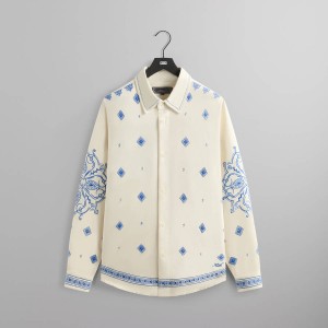 White Men Kith Raw Hem Denim Apollo Shirts | 1534-JTZOD