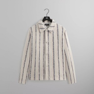 White Men Kith Striped Boucle Coaches Jackets | 3098-PWQAB