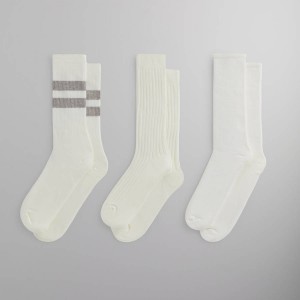 White Men Kith Three Pack Mixed Cotton Socks | 7864-CLBPM