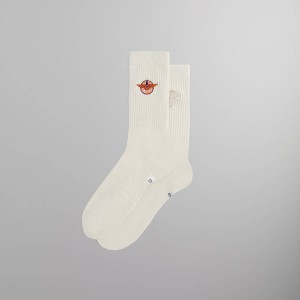 White Men Kith and Stance for the New York Knicks Wingman Crew Socks | 6870-ELFJS