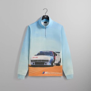 White Men Kith for BMW Retro Vintage Quarter Zip Sweatshirts | 0956-GCMUX