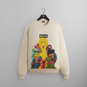 White Men Kith for Sesame Street Group Hug Nelson Crewneck Sweatshirts | 9780-CSFNX