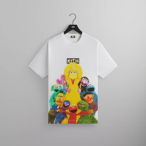 White Men Kith for Sesame Street Group Hug Shirts | 7294-DIALS