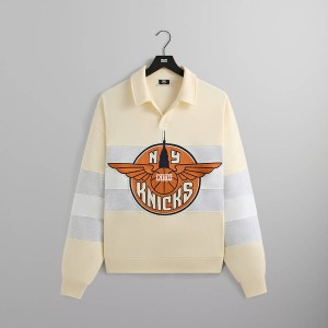 White Men Kith for the New York Knicks Wings Nelson Collared Pullover Sweatshirts | 1462-NQLRT