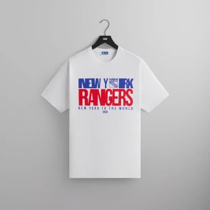 White Men Kith for the New York Rangers New York To The World Vintage T-Shirt | 7816-ZXKGS