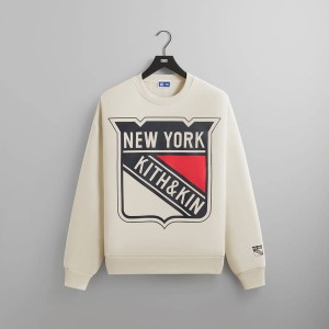 White Men Kith for the New York Rangers Shield Nelson Crewneck Sweatshirts | 1732-LGECD