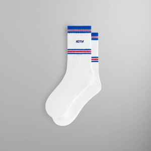 White Men Kith for the New York Rangers Striped Crew Socks | 2763-YITVJ