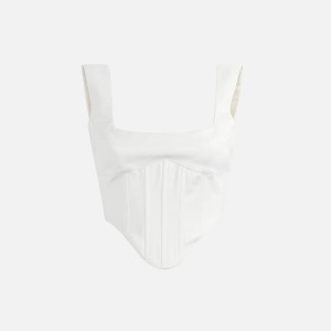 White Women Kith GUIZIO Satin Lace Up Bustier Shirts | 6321-ZWHNL