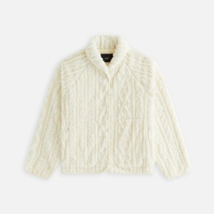 White Women Kith Grayson Cable Sherpa Jackets | 9360-SNPXM