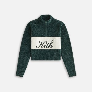 White Women Kith Hunter II Chenille Script Quarter Zip Sweatshirts | 8903-QNPCB