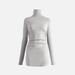 White Women Kith Norma Kamali Long Sleeve Turtleneck Pickleball Dress | 0172-AYSBN