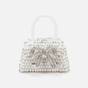 White Women Kith Self-Portrait Embellished Micro Bow Bags | 7195-GCAHF