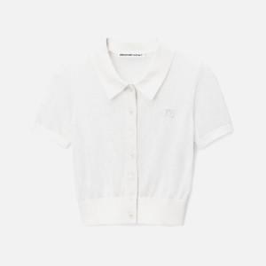 White Women Kith T by Alexander Wang Short Sleeve Polo Cardigan Shirts | 4805-GDOPX