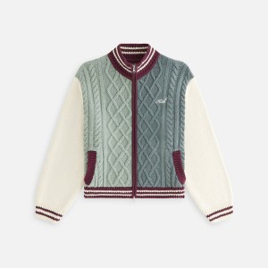 White / Blue / Red Women Kith Wyler Blocked Full Zip Sweater Jackets | 4201-UKSFQ