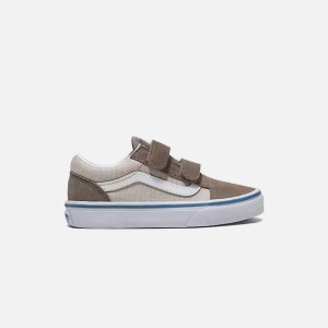 White / Brown Kids' Kith VANS PS Old Skool V Sneakers | 6249-PQBMC
