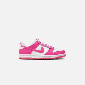 White / Fuchsia Kids' Kith Nike GS Dunk Low Sneakers | 4580-ADMBF