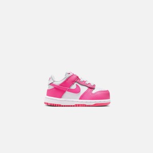 White / Fuchsia Kids' Kith Nike TD Dunk Low Sneakers | 8973-UIMHQ
