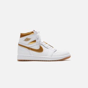 White / Gold / Light Brown Women Kith Jordan WMNS Air Jordan 1 High OG Sneakers | 0548-NWQFB