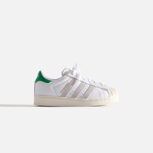 White / Green Kids' Kith Classics for adidas Originals PS Superstar Sneakers | 6148-SDBXU