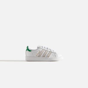 White / Green Kids' Kith Classics for adidas Originals TD Campus 80s Sneakers | 9548-YUQGD