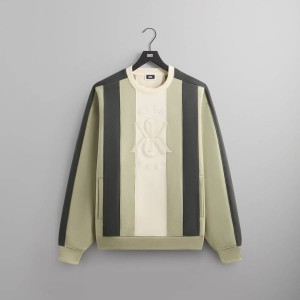 White / Green Men Kith Nelson Panelled Crewneck Sweatshirts | 6310-VDHCM