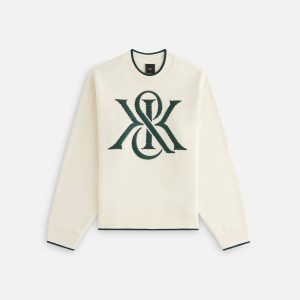 White / Green Women Kith Ashwin Magnified Crest Crewneck Sweaters | 0986-ILVEC