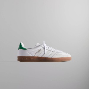 White / Green Women Kith Classics for adidas Originals Gazelle Indoor Sneakers | 2703-NIAQW