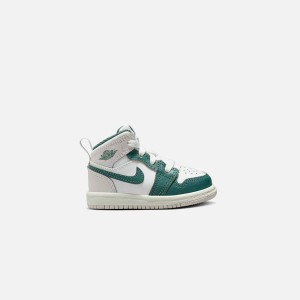White / Green / Grey Kids' Kith Jordan TD Air Jordan 1 Mid SE Sneakers | 9760-TBLWG