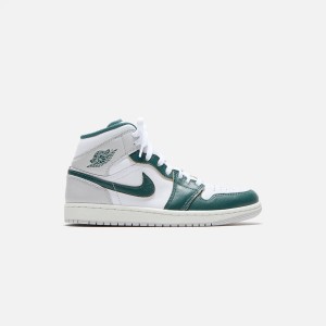 White / Green / Grey Men Kith Jordan Air Jordan 1 Mid SE Sneakers | 6583-XIDFC
