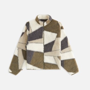 White / Green / Grey Women Kith Waverly II Patchwork Fleece Jackets | 7201-NIXCJ